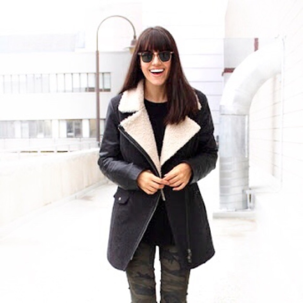 DANIER LEATHER Shearling Moto ‘Mixed Media’ Coat